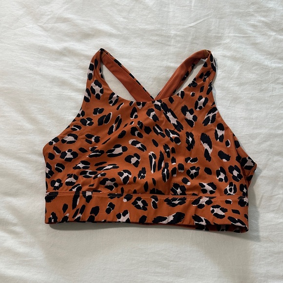 Fabletics Leopard Print Sports Bra and Leggings Set - Orange and Black - Picture 4 of 4